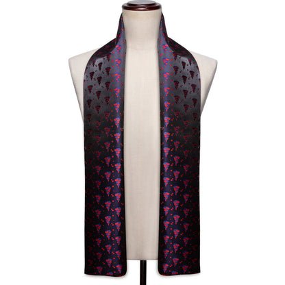 Festival Black Blue Christmas Tree Pattern Silk Scarf Scarf    - Sophisticated Gentlemen
