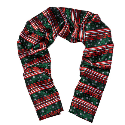Green Red Christmas Snowflake Pattern Silk Scarf Scarf    - Sophisticated Gentlemen