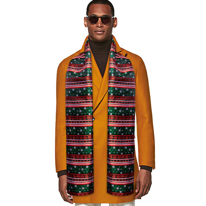 Green Red Christmas Snowflake Pattern Silk Scarf Scarf    - Sophisticated Gentlemen