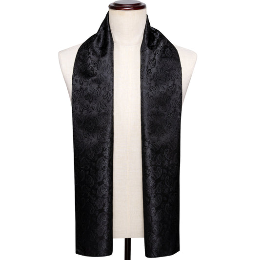 Luxury Black Paisley Silk Scarf Scarf    - Sophisticated Gentlemen