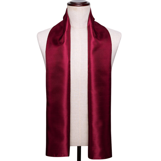 Luxury Red Solid Silk Scarf Scarf    - Sophisticated Gentlemen