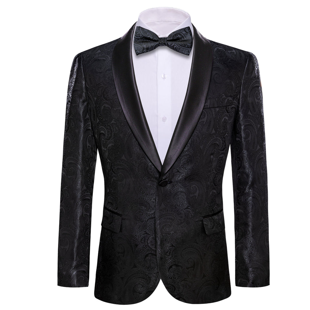 Black Paisley Tuxedo Jacket tuxedo S (38)   - Sophisticated Gentlemen