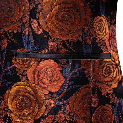 Orange and Navy Floral Tuxedo Jacket tuxedo    - Sophisticated Gentlemen