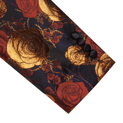 Orange and Navy Floral Tuxedo Jacket tuxedo    - Sophisticated Gentlemen