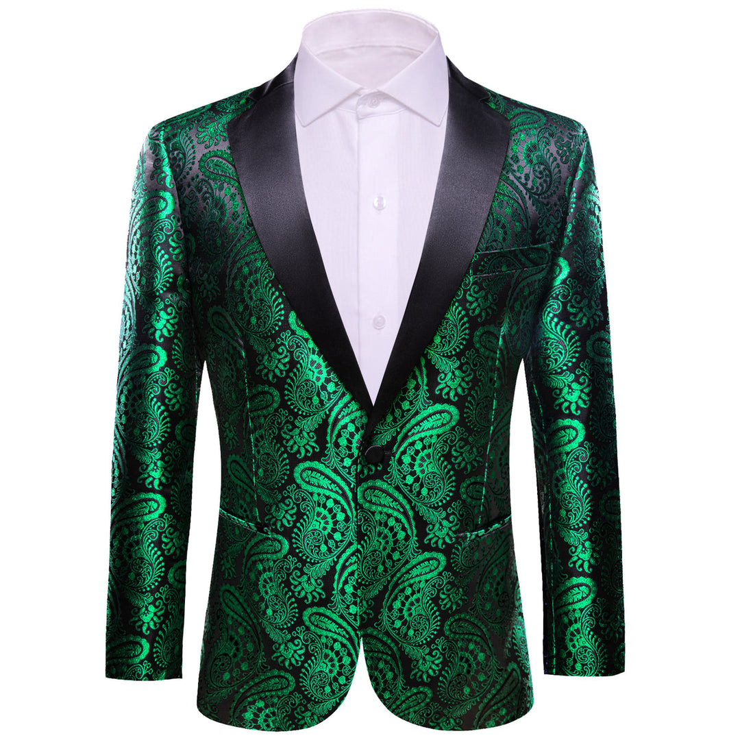 Green and Black Paisley Tuxedo Jacket tuxedo S (38)   - Sophisticated Gentlemen