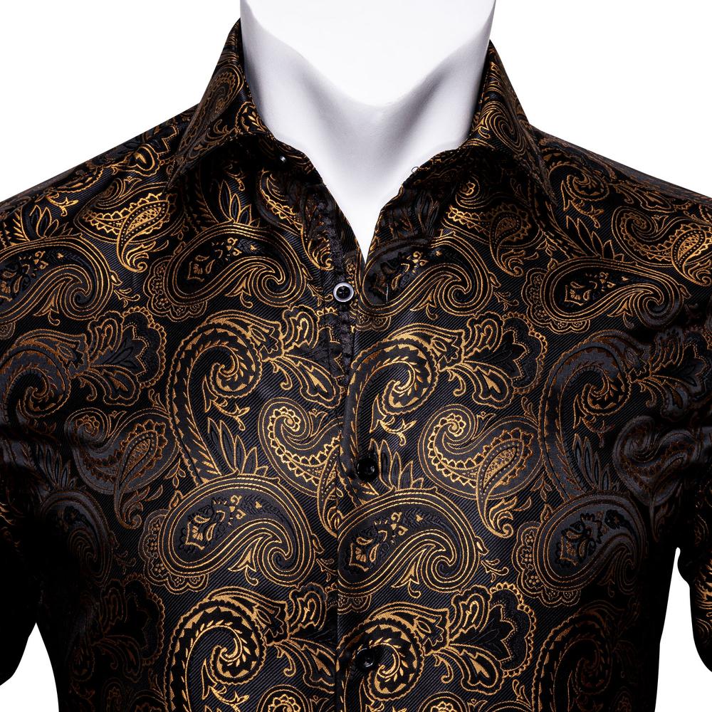 Gold and Black Paisley Dress Shirt Sophisticated Gentlemen Gold and Black Paisley Dress Shirt Sophisticated Gentlemen