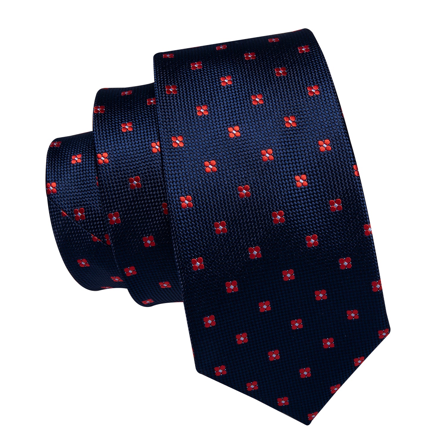 Little Red Flowers Tie, Pocket Square and Cufflinks tie sets    - Sophisticated Gentlemen