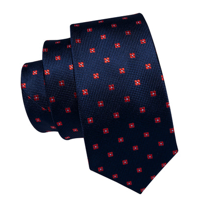 Little Red Flowers Tie, Pocket Square and Cufflinks tie sets    - Sophisticated Gentlemen