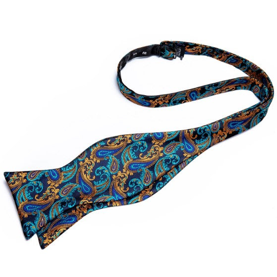 Gold and Green Paisley Bow Tie Set bow ties    - Sophisticated Gentlemen