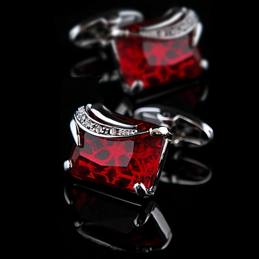 Crystal Red Gemstone Cufflinks Cufflink    - Sophisticated Gentlemen