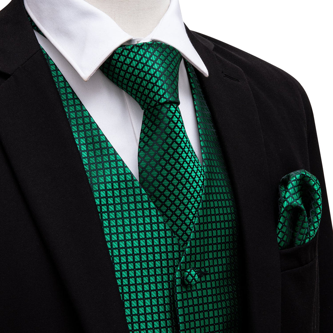 Squares In Green Vest Set vest set S (Chest 41)   - Sophisticated Gentlemen
