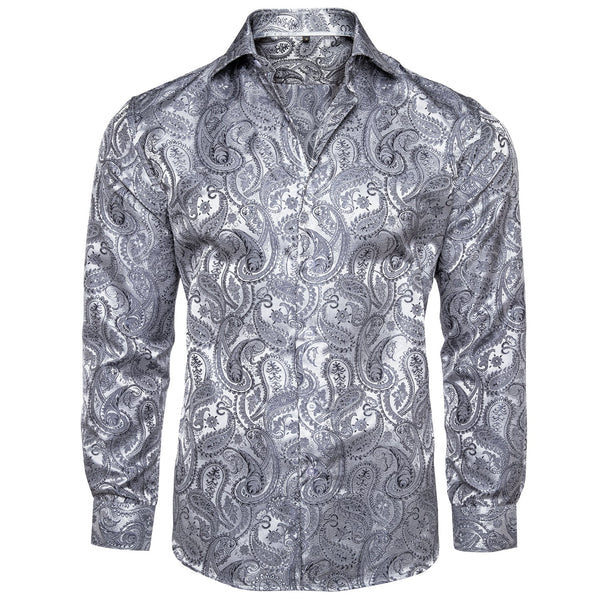 Silver Paisley Dress Shirt XL