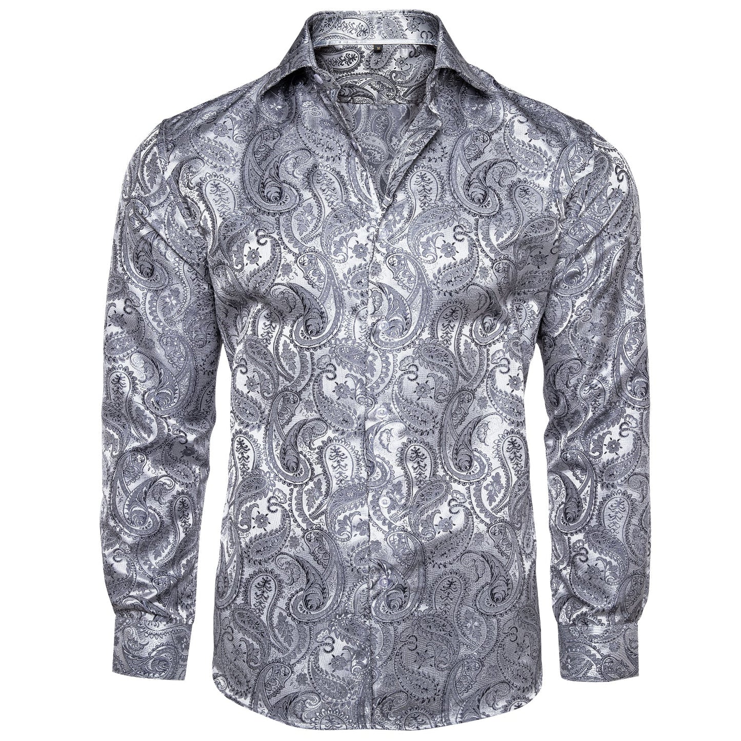 Silver Paisley Dress Shirt shirt S   - Sophisticated Gentlemen
