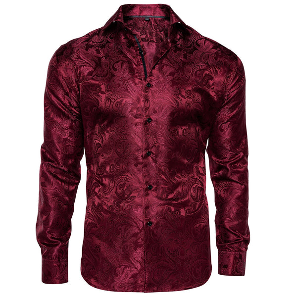Red Paisley Silk Dress Shirt L