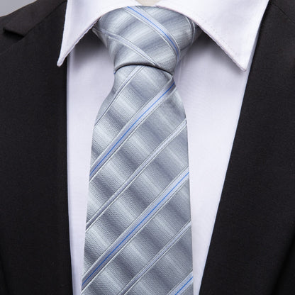 Gray Clouds Striped Tie Set tie sets    - Sophisticated Gentlemen