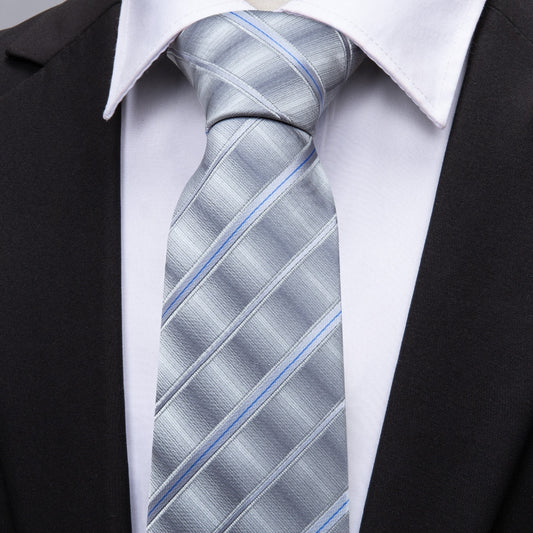 Gray Clouds Striped Tie Set tie sets    - Sophisticated Gentlemen