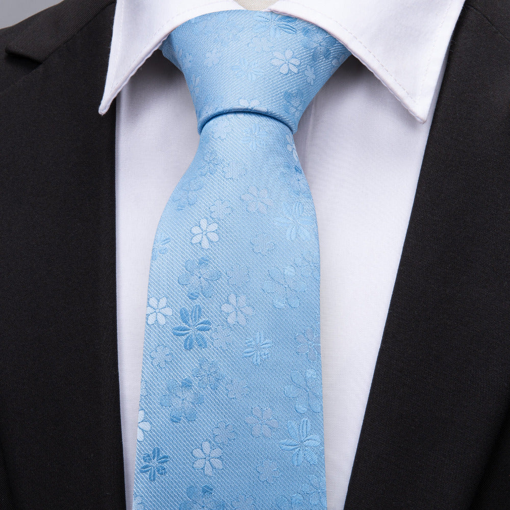 Baby Blue Floral Tie Set tie sets - Sophisticated Gentlemen