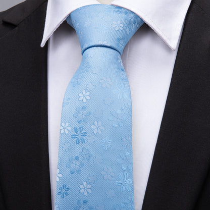 Baby Blue Floral Tie Set tie sets - Sophisticated Gentlemen