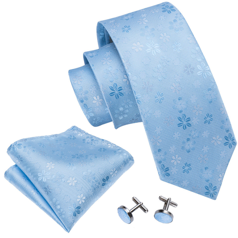 Baby Blue Floral Tie Set tie sets    - Sophisticated Gentlemen
