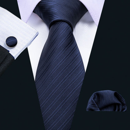 Blue Lines Tie, Pocket Square and Cufflinks tie sets - Sophisticated Gentlemen