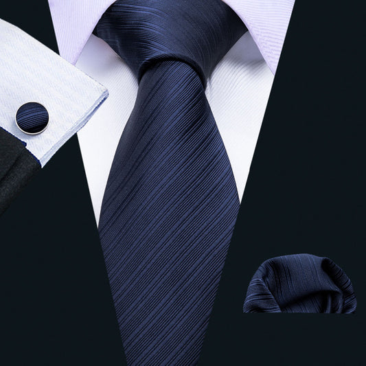 Blue Lines Tie, Pocket Square and Cufflinks tie sets - Sophisticated Gentlemen