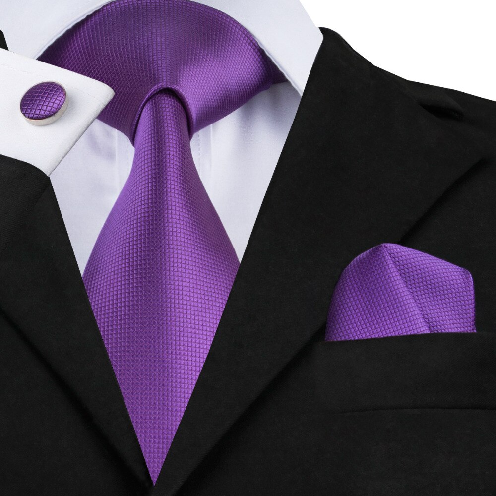 Tie, Pocket Square and Cufflinks In Purple Sophisticated Gentlemen