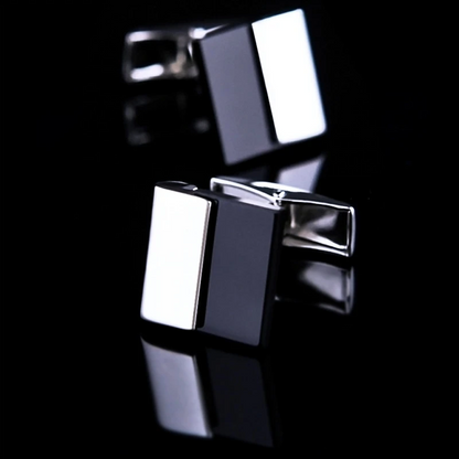 White Over Black Cufflinks Cufflink    - Sophisticated Gentlemen