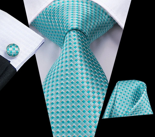 Mystic Green Tie, Pocket Square and Cufflinks tie sets - Sophisticated Gentlemen