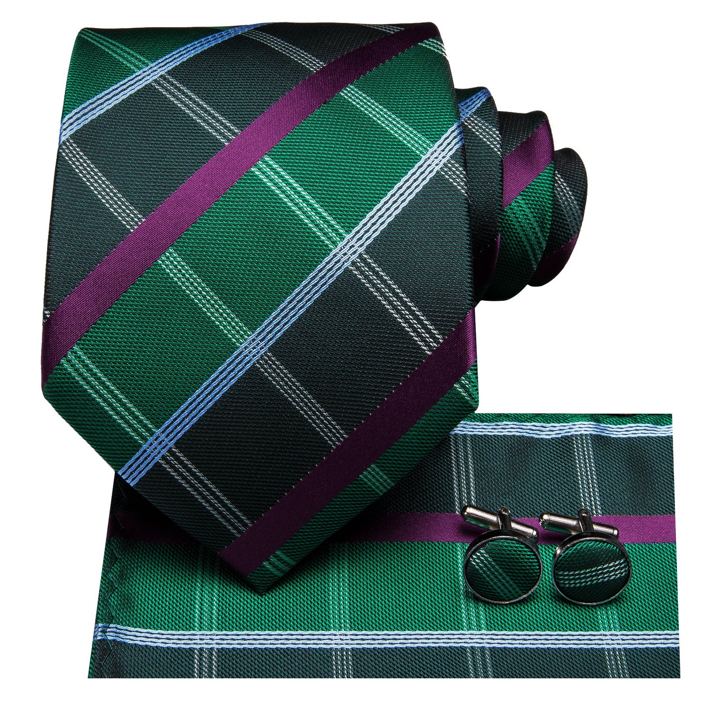 Green and Purple Plaid Tie Set tie sets    - Sophisticated Gentlemen