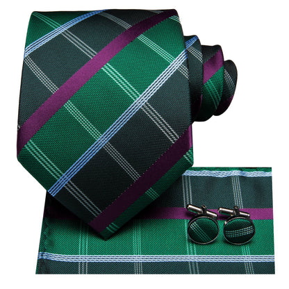 Green and Purple Plaid Tie Set tie sets    - Sophisticated Gentlemen
