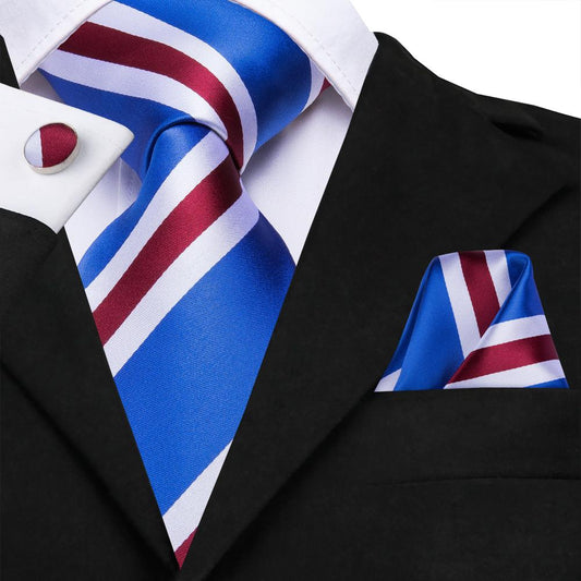 Red, White and Blue Striped Tie Set tie set - Sophisticated Gentlemen