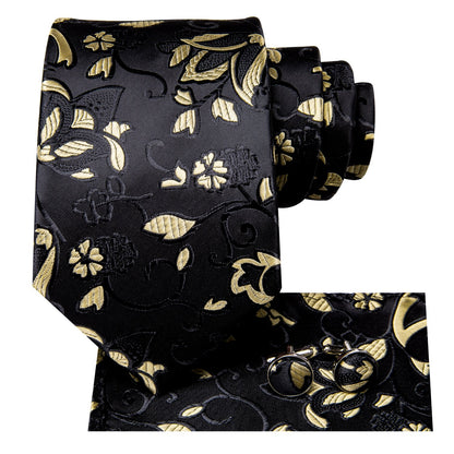 Black and Yellow Tie, Pocket Square and Cufflinks tie sets    - Sophisticated Gentlemen