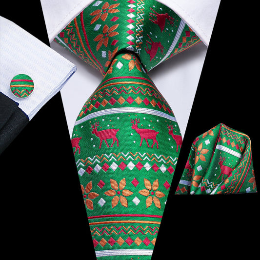 Ugly Holiday Sweater Tie Set In Green tie sets - Sophisticated Gentlemen