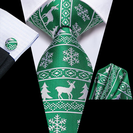 Green and White Christmas Tie Set tie sets - Sophisticated Gentlemen