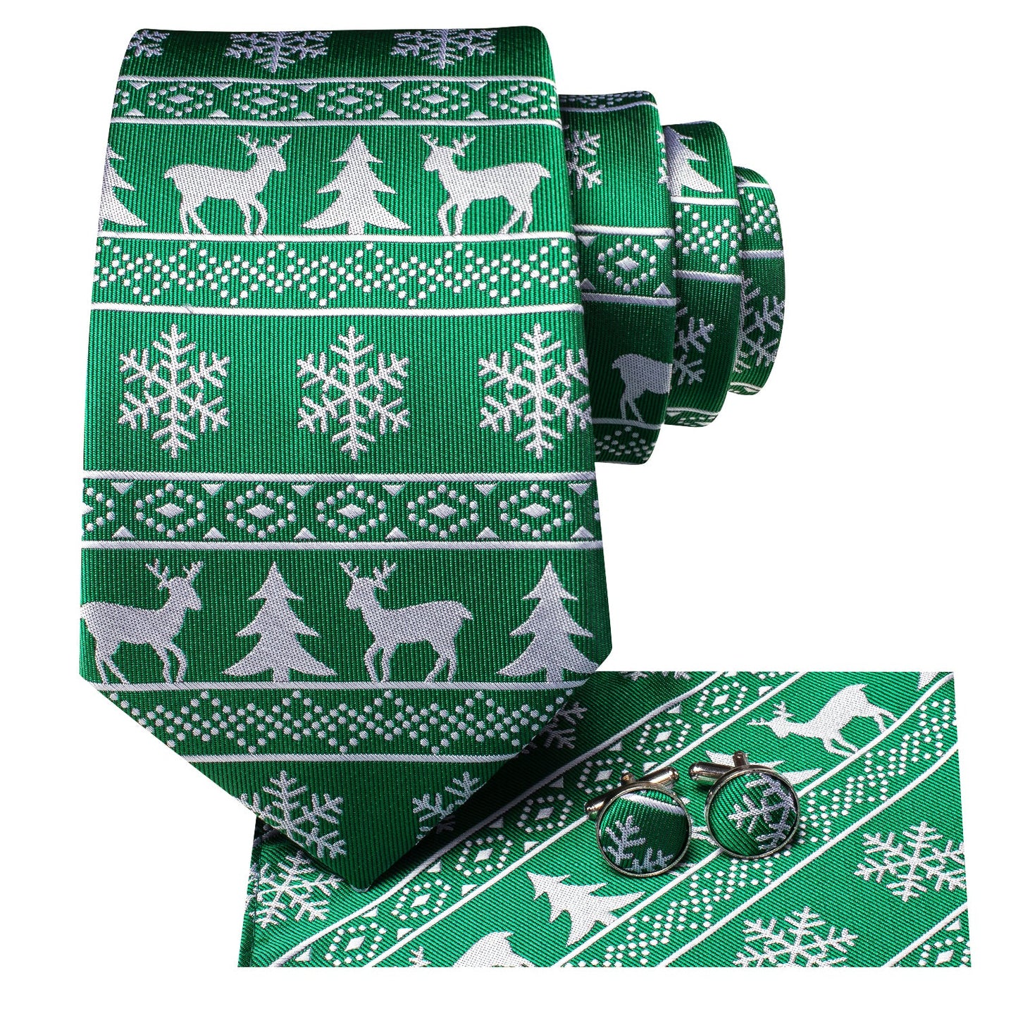 Green and White Christmas Tie Set tie sets    - Sophisticated Gentlemen