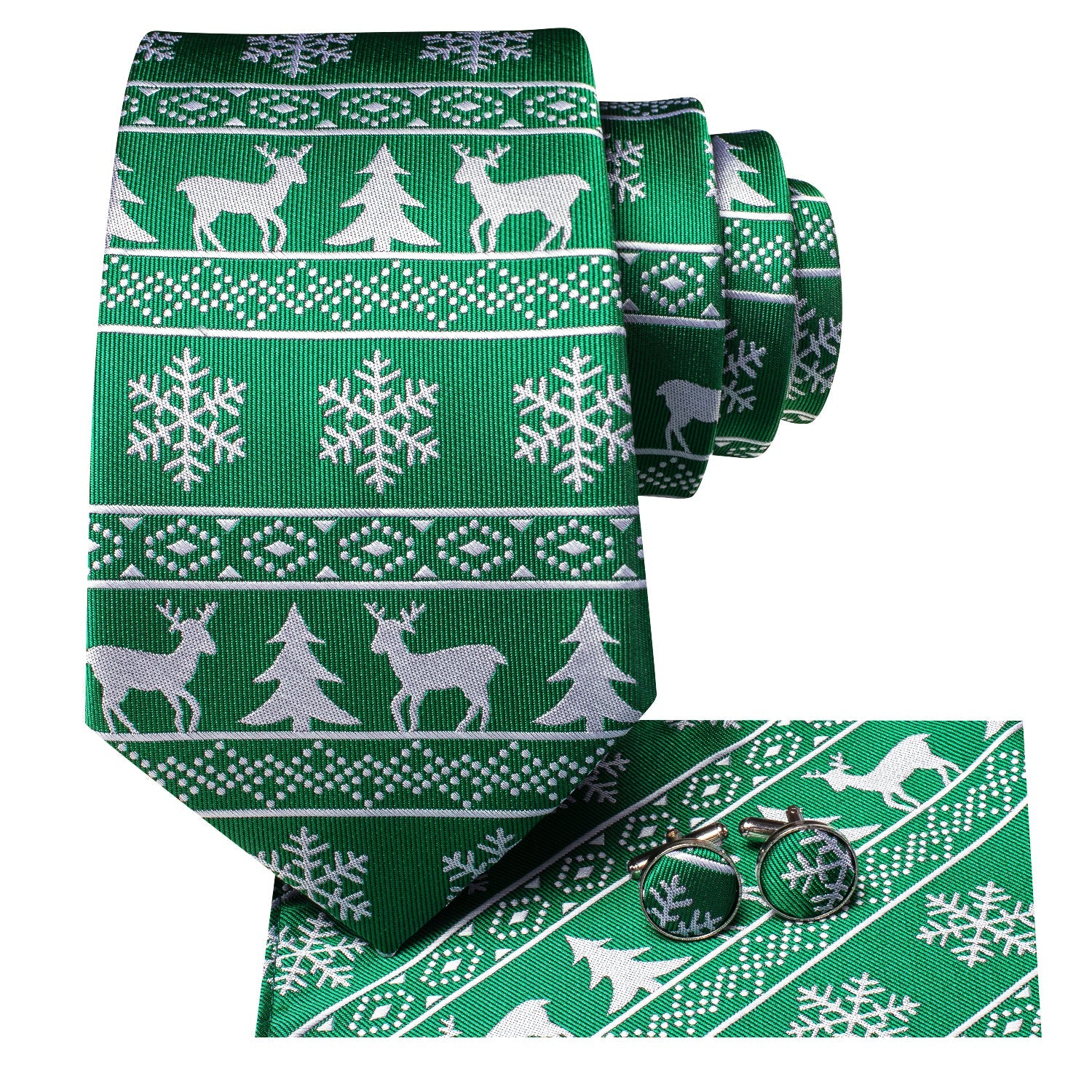 Green and White Christmas Tie Set tie sets    - Sophisticated Gentlemen