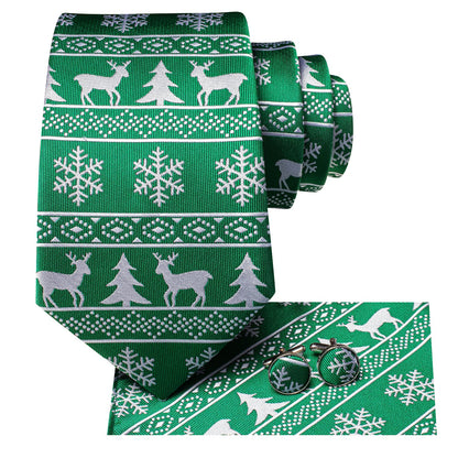 Green and White Christmas Tie Set tie sets    - Sophisticated Gentlemen