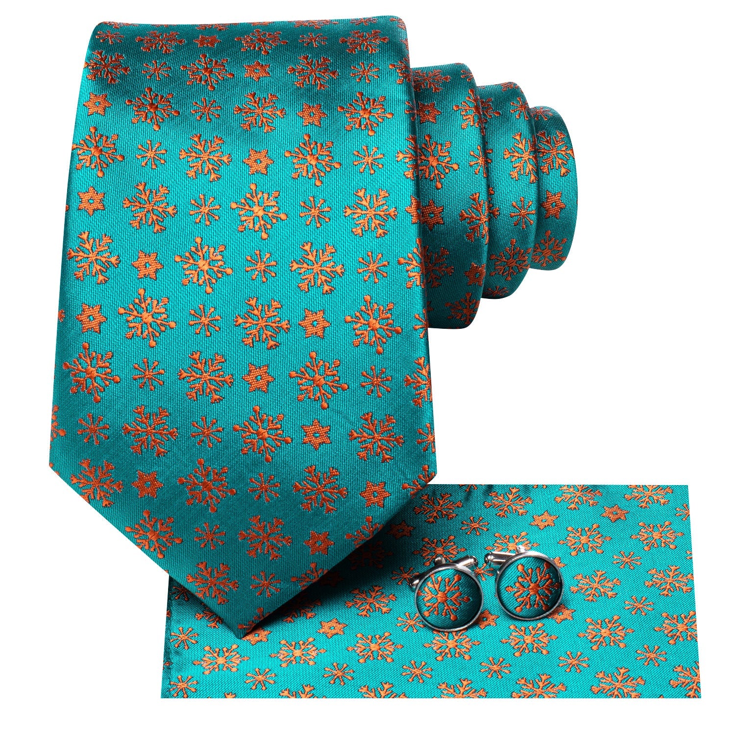 Turquoise Snowflakes Tie Set tie sets    - Sophisticated Gentlemen