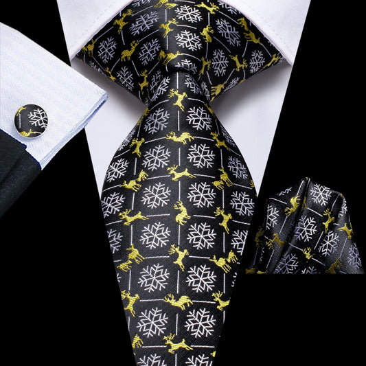Snowflakes and Deers Christmas Tie Set tie sets - Sophisticated Gentlemen