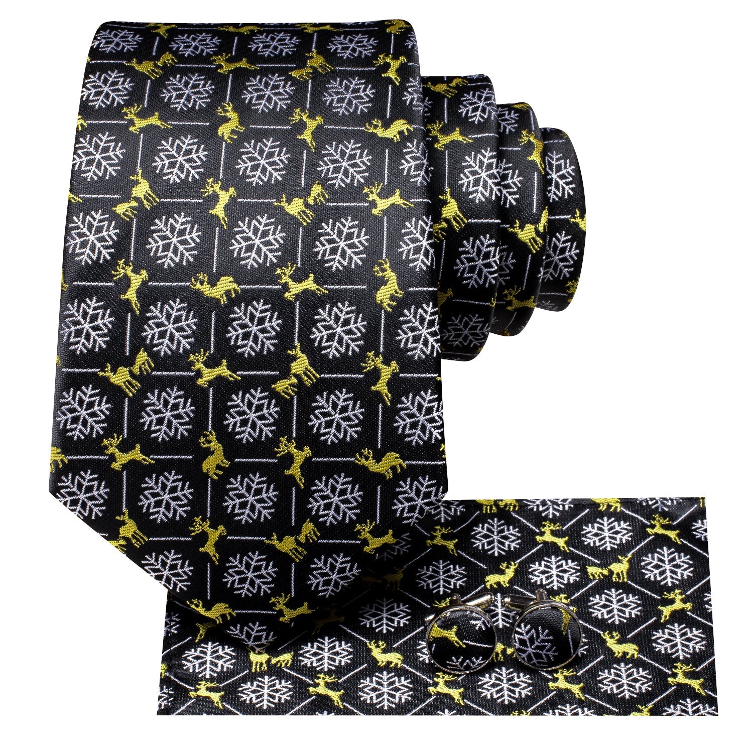 Snowflakes and Deers Christmas Tie Set tie sets    - Sophisticated Gentlemen