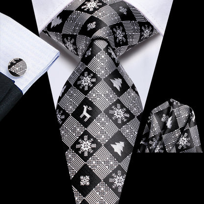 Black and Gray Snowflakes Tie Set tie sets - Sophisticated Gentlemen