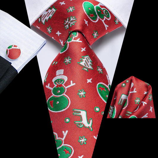 Red and Green Christmas Pattern Tie Set tie sets - Sophisticated Gentlemen