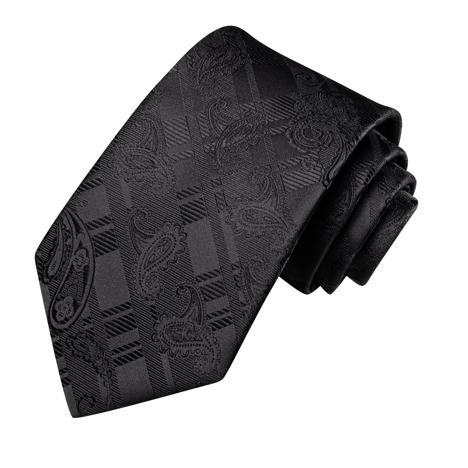 Black Paisley Tie, Pocket Square and Cufflinks tie sets    - Sophisticated Gentlemen