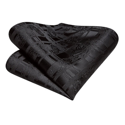 Black Paisley Tie, Pocket Square and Cufflinks tie sets    - Sophisticated Gentlemen