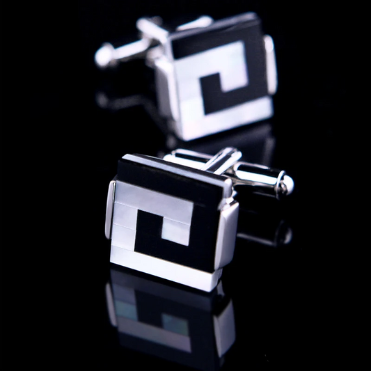 Black Shell Cufflinks Cufflink    - Sophisticated Gentlemen