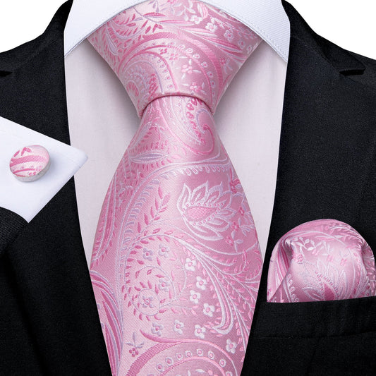 Gently Pink Tie, Pocket Square and Cufflinks tie sets    - Sophisticated Gentlemen