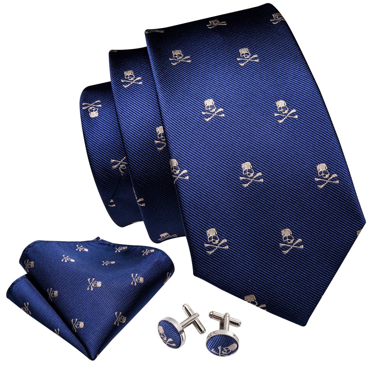 Skulls Premium Tie Set In Blue tie sets    - Sophisticated Gentlemen