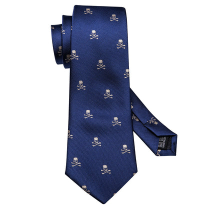 Skulls Premium Tie Set In Blue tie sets    - Sophisticated Gentlemen