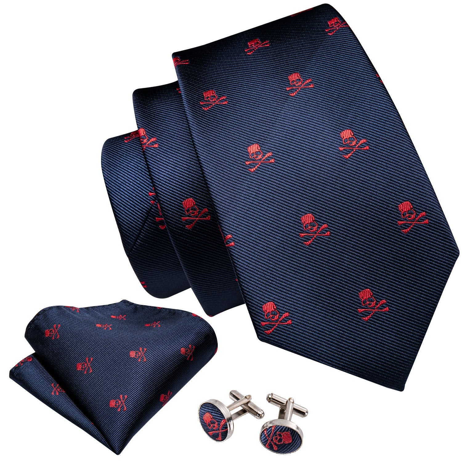 Skulls Premium Tie Set In Red tie sets    - Sophisticated Gentlemen