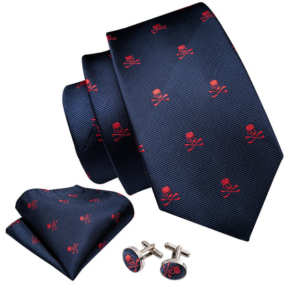 Skulls Premium Tie Set In Red tie sets    - Sophisticated Gentlemen